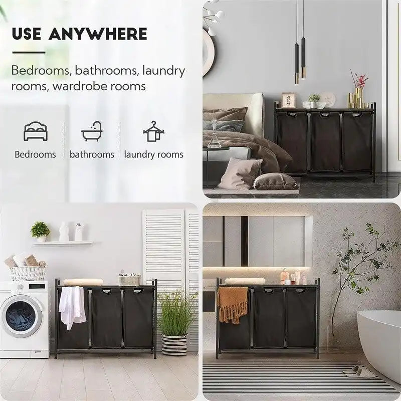 Laundry Basket, Laundry Sorter 3 Section - 36.2L x 11.81W x 28.45H