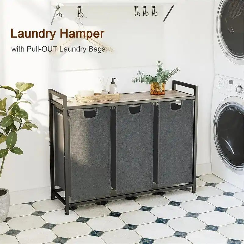 Laundry Basket, Laundry Sorter 3 Section - 36.2L x 11.81W x 28.45H