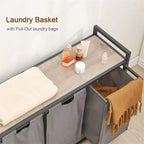 Laundry Basket, Laundry Sorter 3 Section - 36.2L x 11.81W x 28.45H
