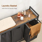 Laundry Basket, Laundry Sorter 3 Section - 36.2L x 11.81W x 28.45H