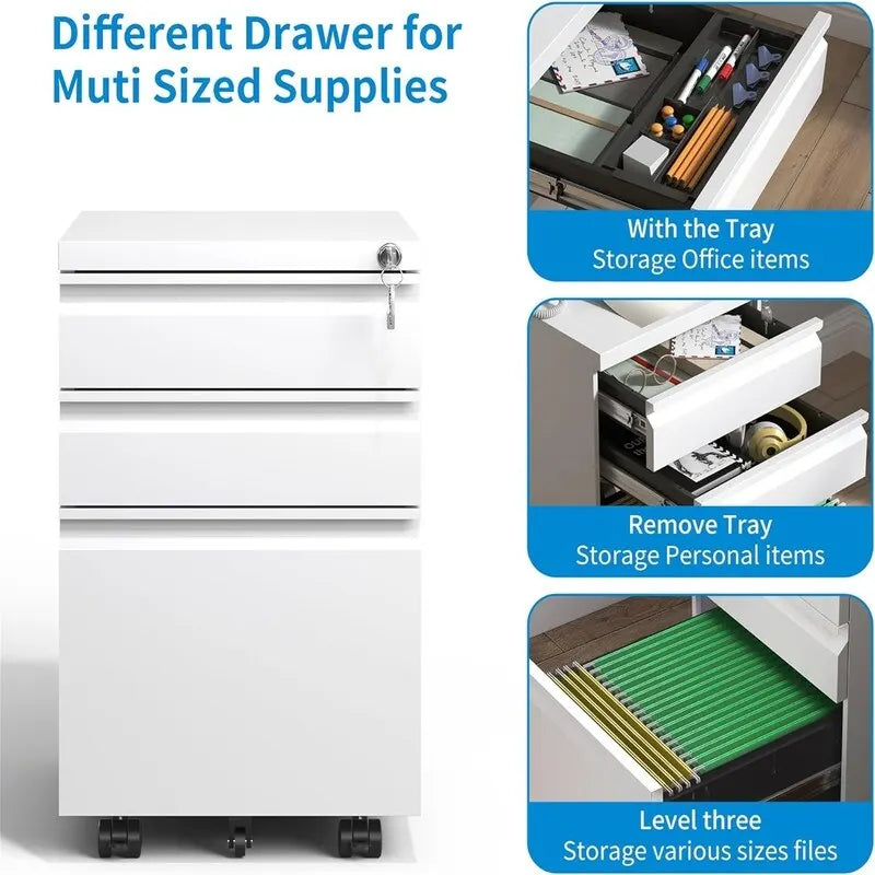 3 Drawer Mobile File Cabinet