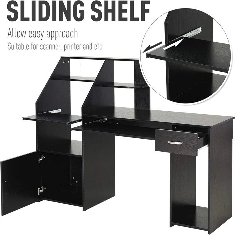 Computer Desk with Storage Shelves