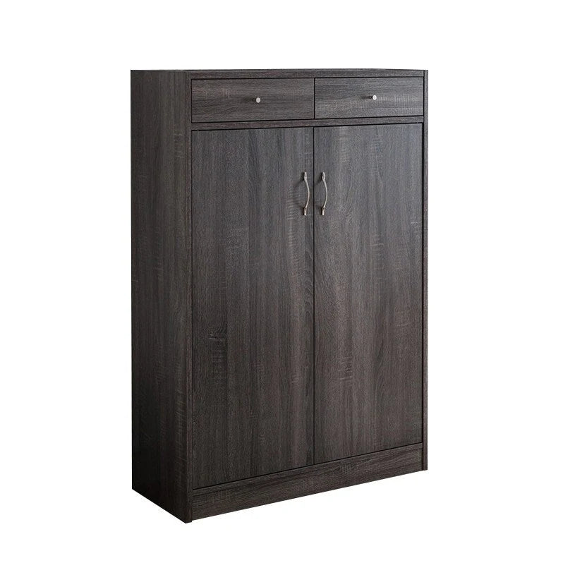 Shoe Cabinet, Two Door Storage Cabinet with Two Drawers, fits 15 Pair of Shoes- Distressed Grey