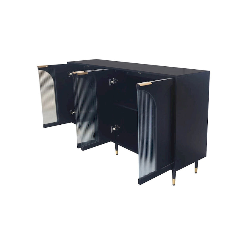 Accent Cabinet Wooden Cabinet with 4 Glass Doors