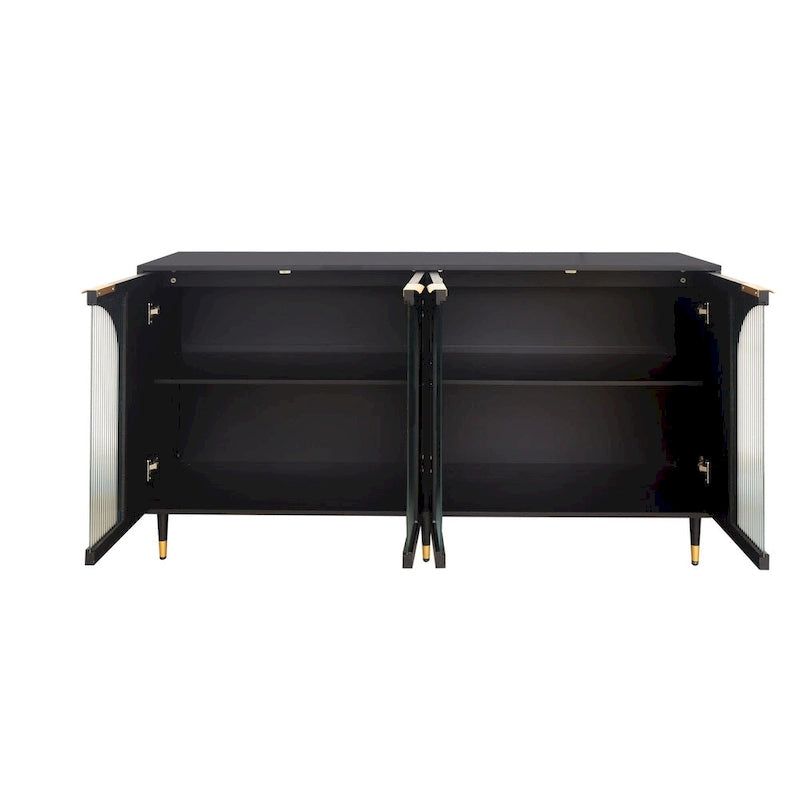 Accent Cabinet Wooden Cabinet with 4 Glass Doors