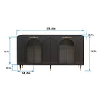 Accent Cabinet Wooden Cabinet with 4 Glass Doors