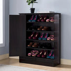 Shoe/Storage Cabinet with Two Doors Five Shelves - Dark
