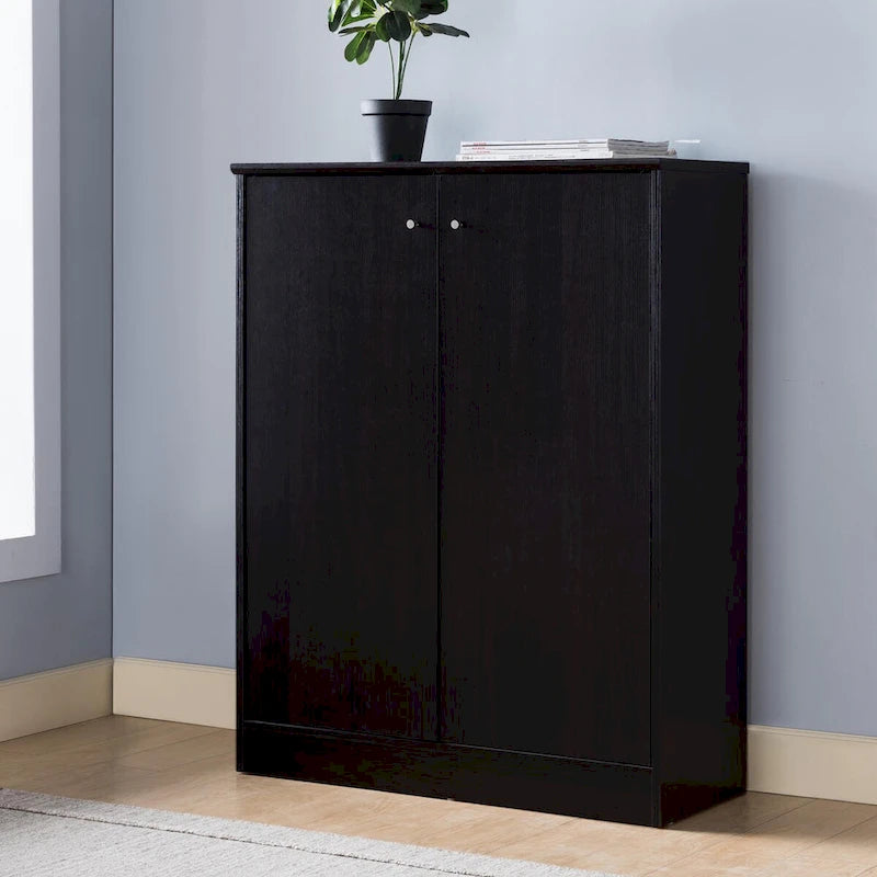 Shoe/Storage Cabinet with Two Doors Five Shelves - Dark