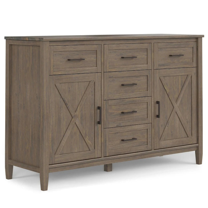 WYNDENHALL Cantina SOLID WOOD 54 inch Wide Rectangle Transitional Sideboard in Smoky Brown - 18 d x 54 w x 36 h