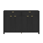 55 Modern Wave-Pattern Sideboard Cabinet Sofa Table with 2 Drawers and 4 Doors, 3-Level Adjustable Shelves