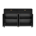 55 Modern Wave-Pattern Sideboard Cabinet Sofa Table with 2 Drawers and 4 Doors, 3-Level Adjustable Shelves