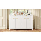 55 Modern Wave-Pattern Sideboard Cabinet Sofa Table with 2 Drawers and 4 Doors, 3-Level Adjustable Shelves