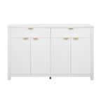 55 Modern Wave-Pattern Sideboard Cabinet Sofa Table with 2 Drawers and 4 Doors, 3-Level Adjustable Shelves