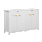 55 Modern Wave-Pattern Sideboard Cabinet Sofa Table with 2 Drawers and 4 Doors, 3-Level Adjustable Shelves