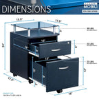 Rolling File Cabinet with Glass Top, High quality and durable,Graphite