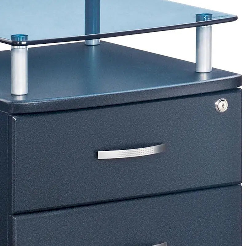 Rolling File Cabinet with Glass Top, High quality and durable,Graphite