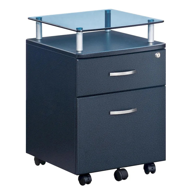 Rolling File Cabinet with Glass Top, High quality and durable,Graphite
