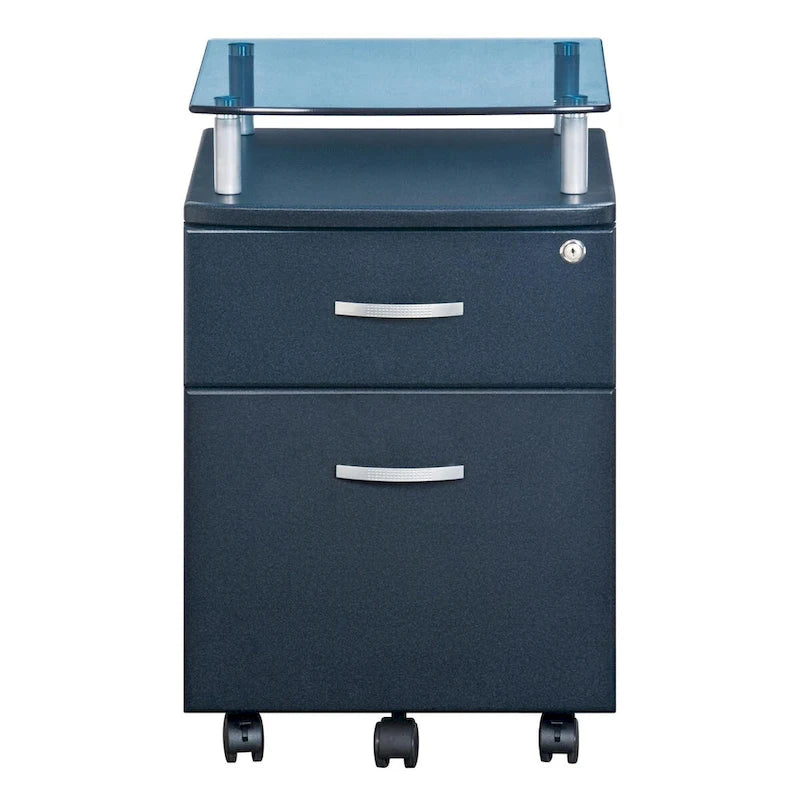 Rolling File Cabinet with Glass Top, High quality and durable,Graphite