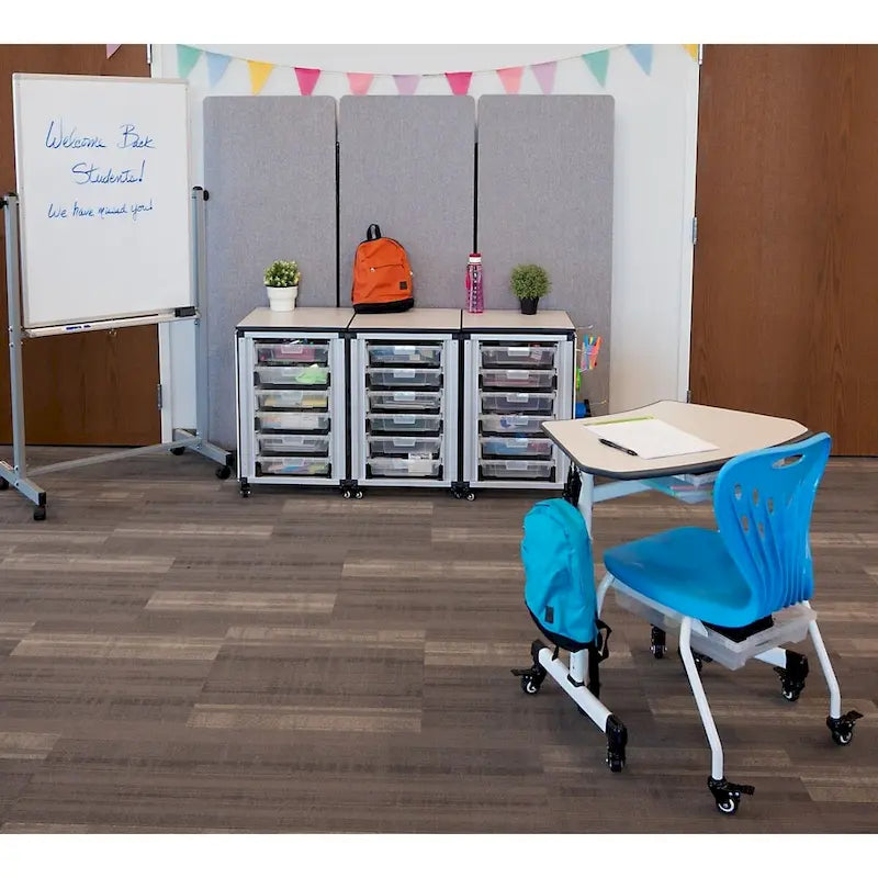 Modular Classroom Storage Cabinet - 3 side-by-side modules with 18 small bins - N/A