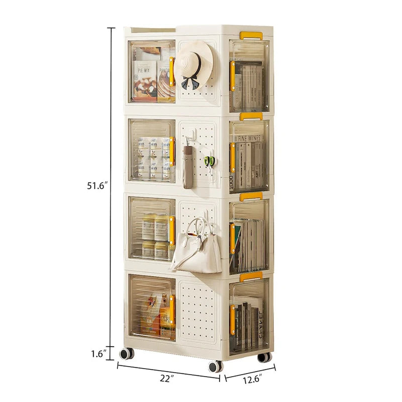 4-Tier Rolling Storage bookcase with Wheels for Living room, Office