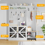 Moasis 77.9 Farmhouse Hall Tree Entryway Bench - 59 Lx 15.7W x 77.9H