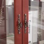 2 Doors Curio Cabinet with Tempered Glass Doors, Mirrored Back Panel and Adjustable Shelves, Office Light Bulb Included