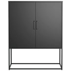 Heavy Duty Metal Buffet Sideboard Modern Steel Storage Cabinet with 2 Shelves, Free Standing
