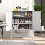 Heavy Duty Metal Buffet Sideboard Modern Steel Storage Cabinet with 2 Shelves, Free Standing