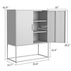 Heavy Duty Metal Buffet Sideboard Modern Steel Storage Cabinet with 2 Shelves, Free Standing