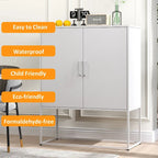 Heavy Duty Metal Buffet Sideboard Modern Steel Storage Cabinet with 2 Shelves, Free Standing