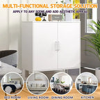 Heavy Duty Metal Buffet Sideboard Modern Steel Storage Cabinet with 2 Shelves, Free Standing