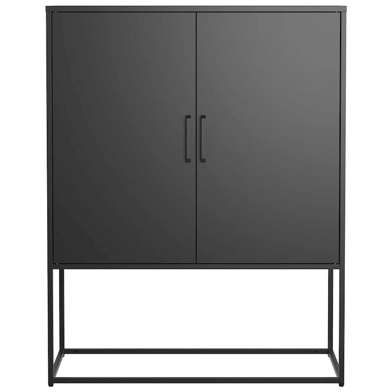 Heavy Duty Metal Buffet Sideboard Modern Steel Storage Cabinet with 2 Shelves, Free Standing