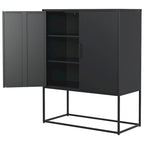 Heavy Duty Metal Buffet Sideboard Modern Steel Storage Cabinet with 2 Shelves, Free Standing