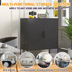 Heavy Duty Metal Buffet Sideboard Modern Steel Storage Cabinet with 2 Shelves, Free Standing