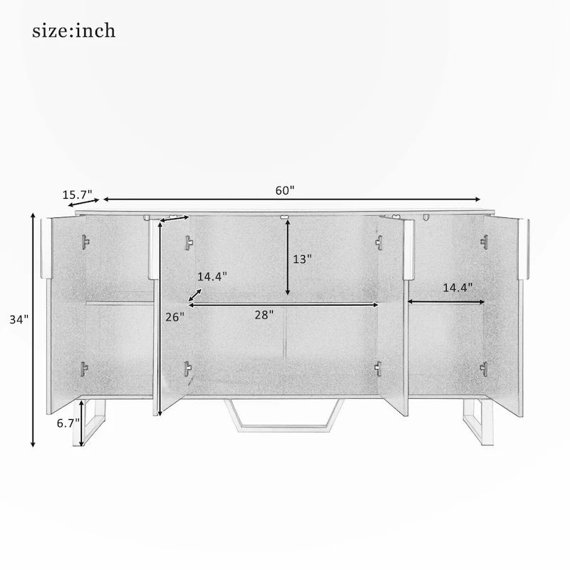 Modern sideboard with Adjustable Shelves For Kitchen
