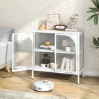 Metal Sideboard Cabinet,Accent Storage Cabinet with 2 Glass doors,Modern Coffee Bar Cabinet