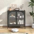 Metal Sideboard Cabinet,Accent Storage Cabinet with 2 Glass doors,Modern Coffee Bar Cabinet