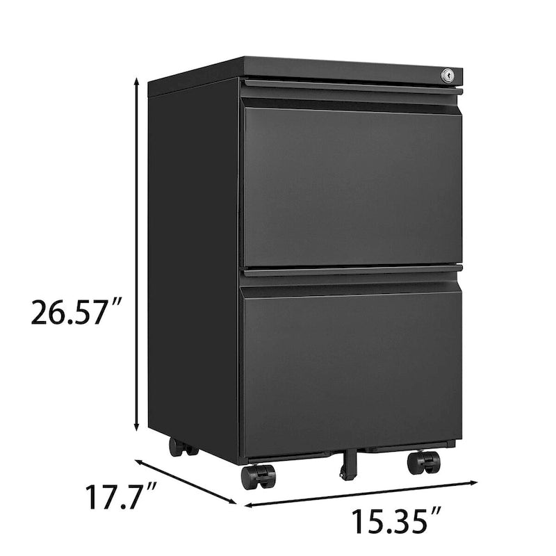 2 Drawer File Cabinet with Lock,Metal Under Desk Rolling Filing Cabinet fits Letter/Legal/A4 Size,Mobile Filing Cabinet