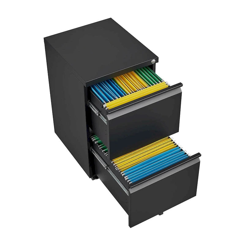 2 Drawer File Cabinet with Lock,Metal Under Desk Rolling Filing Cabinet fits Letter/Legal/A4 Size,Mobile Filing Cabinet