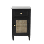 Wood Handmade 1 Drawer and 1 Door Room Cabinet with Rattan Front - Black - Roche River Decor