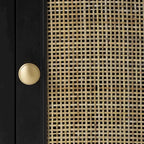 Wood Handmade 1 Drawer and 1 Door Room Cabinet with Rattan Front - Black - Roche River Decor