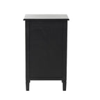 Wood Handmade 1 Drawer and 1 Door Room Cabinet with Rattan Front - Black - Roche River Decor
