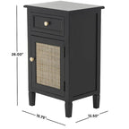 Wood Handmade 1 Drawer and 1 Door Room Cabinet with Rattan Front - Black - Roche River Decor