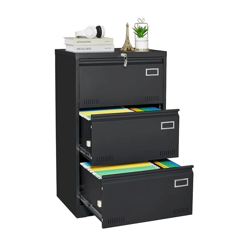 Filing Cabinet Lateral File Cabinet 3 Drawer,Locking Metal File Cabinets Three Drawer, Office Filing Cabinet with Lock Drawers