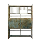 Heavily Distressed Metal Cabinet with Slatted Shelves
