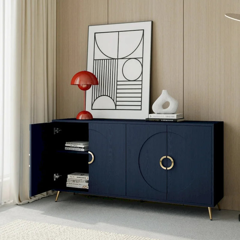 Modern Lacquered 4 Door Wooden Cabinet