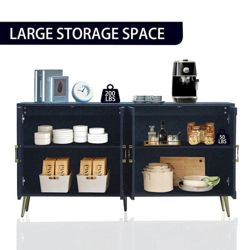 Modern Lacquered 4 Door Wooden Cabinet