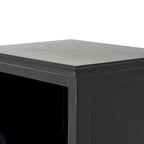 Wood 3 Shelves and 2 Drawers Room Cabinet with Rattan Front - Black - Roche River Decor