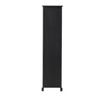 Wood 3 Shelves and 2 Drawers Room Cabinet with Rattan Front - Black - Roche River Decor