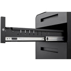 3 Drawer Mobile File Cabinet,Versatile Cabinet,5 Wheel Design Anti-Tilting Cold Rolled Steel Waterproof Moisture-Proof Black